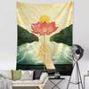 Plant Lotus Tapestry Oil Painting Moon Wall Hanging Hippie Boho Art Deco Yoga Mat Sheet Living Room Wall Bedroom Room Home Decor