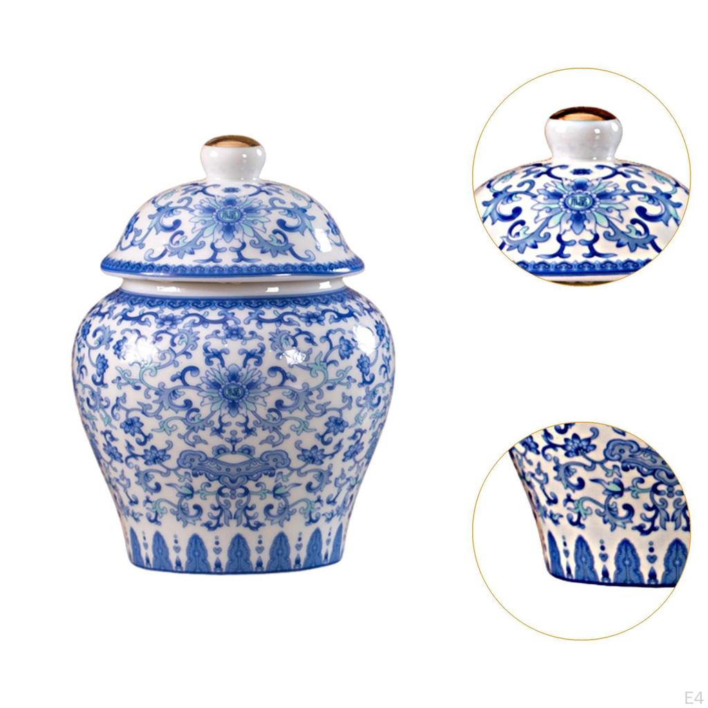 Chinese Porcelain Flowers Tea Canister Ginger Jar 250ml Storage Decorative Vase for Bedroom