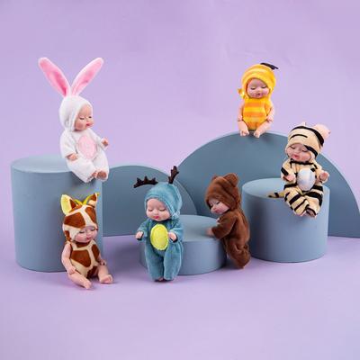 Niedliche Tierbabypuppe 3,5 Zoll Hirsch/Biene/Bär Schlafbaby Simuliertes wiedergeborenes Puppenspielzeug