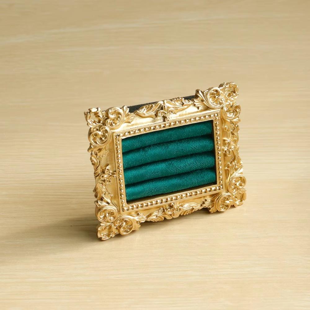 Vintage Gold Ring Display Stand Velvet Organizer Jewelry Display Rack  Photography Props