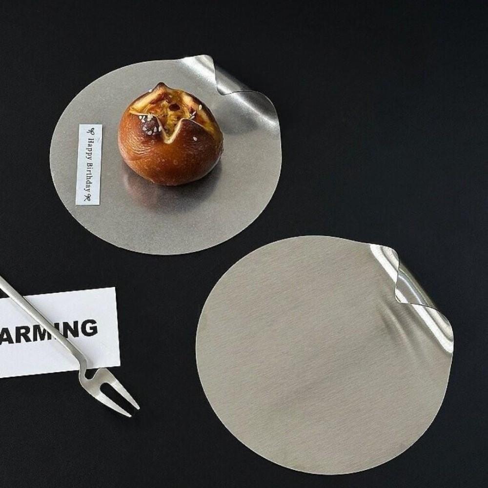 Stainless Steel Coffee Tray Roll Corner Food Display Plate Baking Dessert Tray Kitchen Tableware