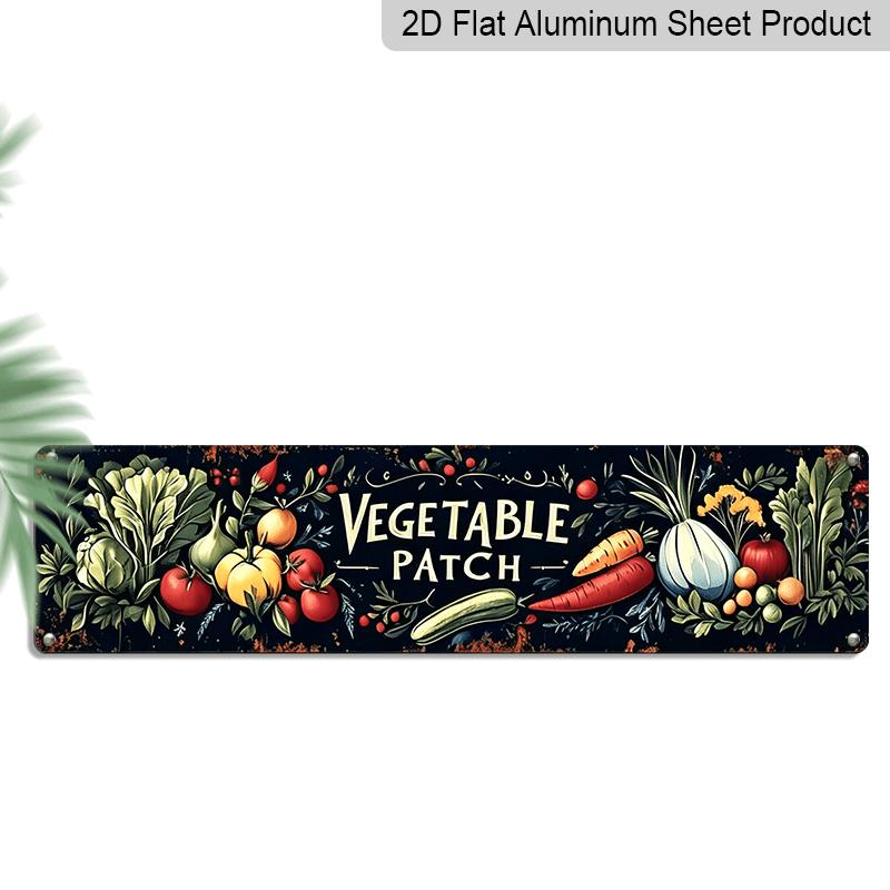 2D Flat, 1pc Metal Sign Labeled 'VEGETABLE PATCH' Measuring 15.7×3.94inch, Featuring UV Printed Wall Art. It's Perfect for Decorating Homes, Bars