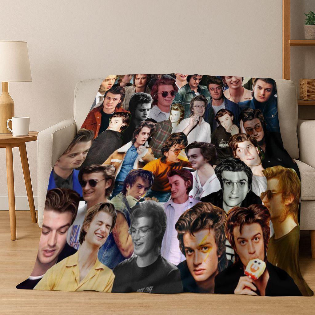 2026 New Joe Keery Art Flannel Blanket,warm and Cozy Soft Throw Blanket for Home Bedroom Bed Sofa Picnic Office Cover Gift Kids 75x90cm