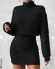 Women's Turtleneck Long Sleeve Mini Dress Bodycon Fit Mid Waist Elegant Solid Ribbed Knit Sweater Dress For Autumn Daily Wear