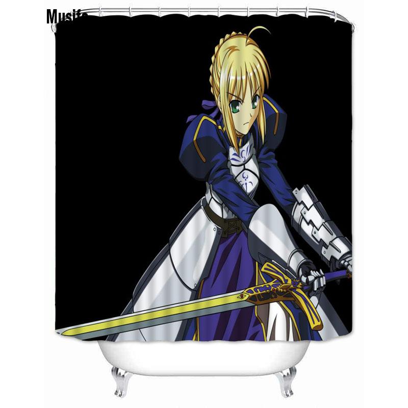 Musife Custom High Quality Saber Shower Curtain Waterproof Bathroom Polyester Fabric Bathroom Curtain W60H190(CM)-1 Pcs