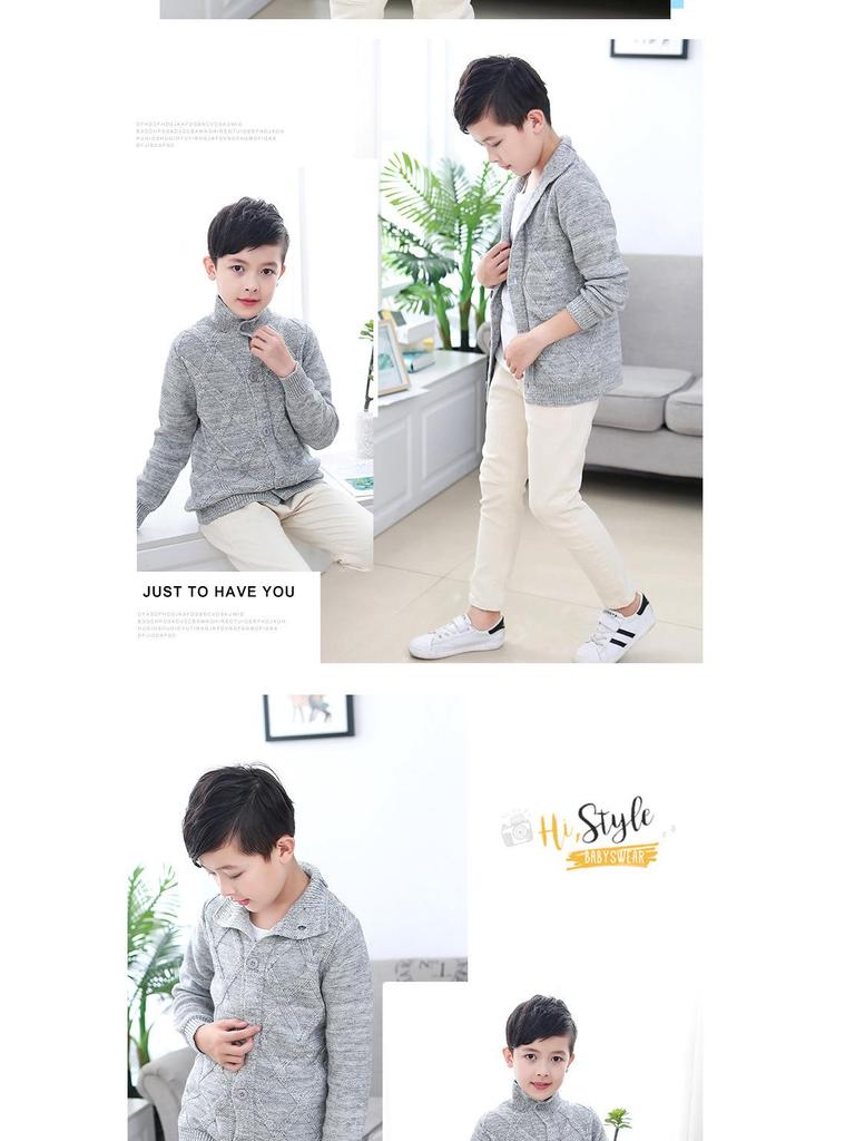 Children's High Neck Wool Cardigan - Warm Knitted Sweater for Autumn/Winter, Sizes 2-11 Years