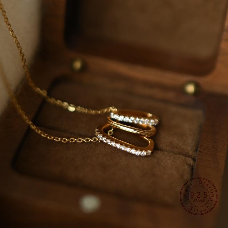 S925 Sterling Silver Plated 18K Gold Inlaid Zircon Light Luxury High-quality Necklace Pendant for Women's Clavicle Chain