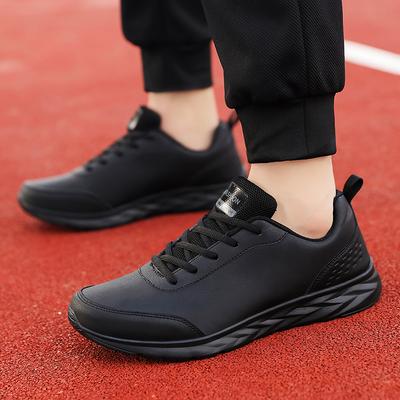 Men Running Shoes Waterproof Leather Sneakers Outdoor Sport Shoes Men Lightweight Walking PU Leather Casual Sports Shoes