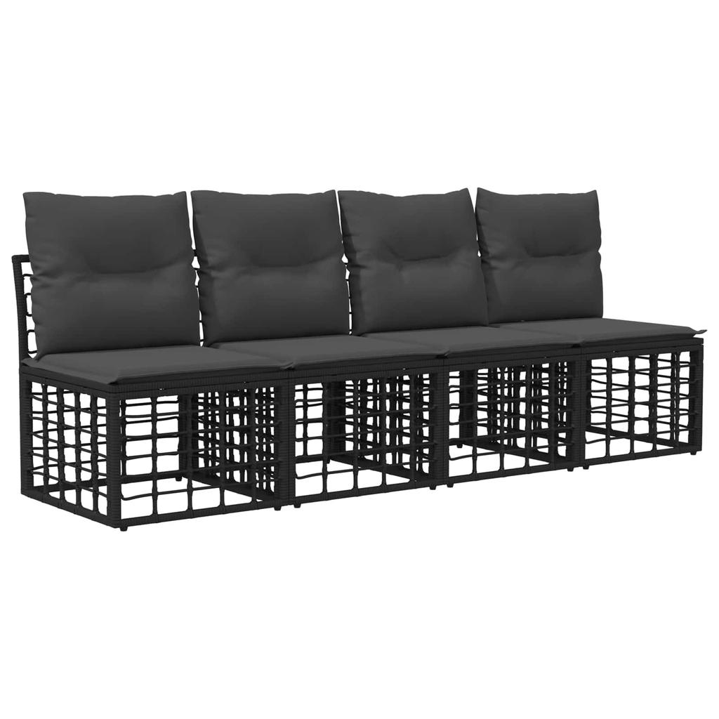 Outdoor Sofa Set 9 Pcs Black and Dark Grey Polyester