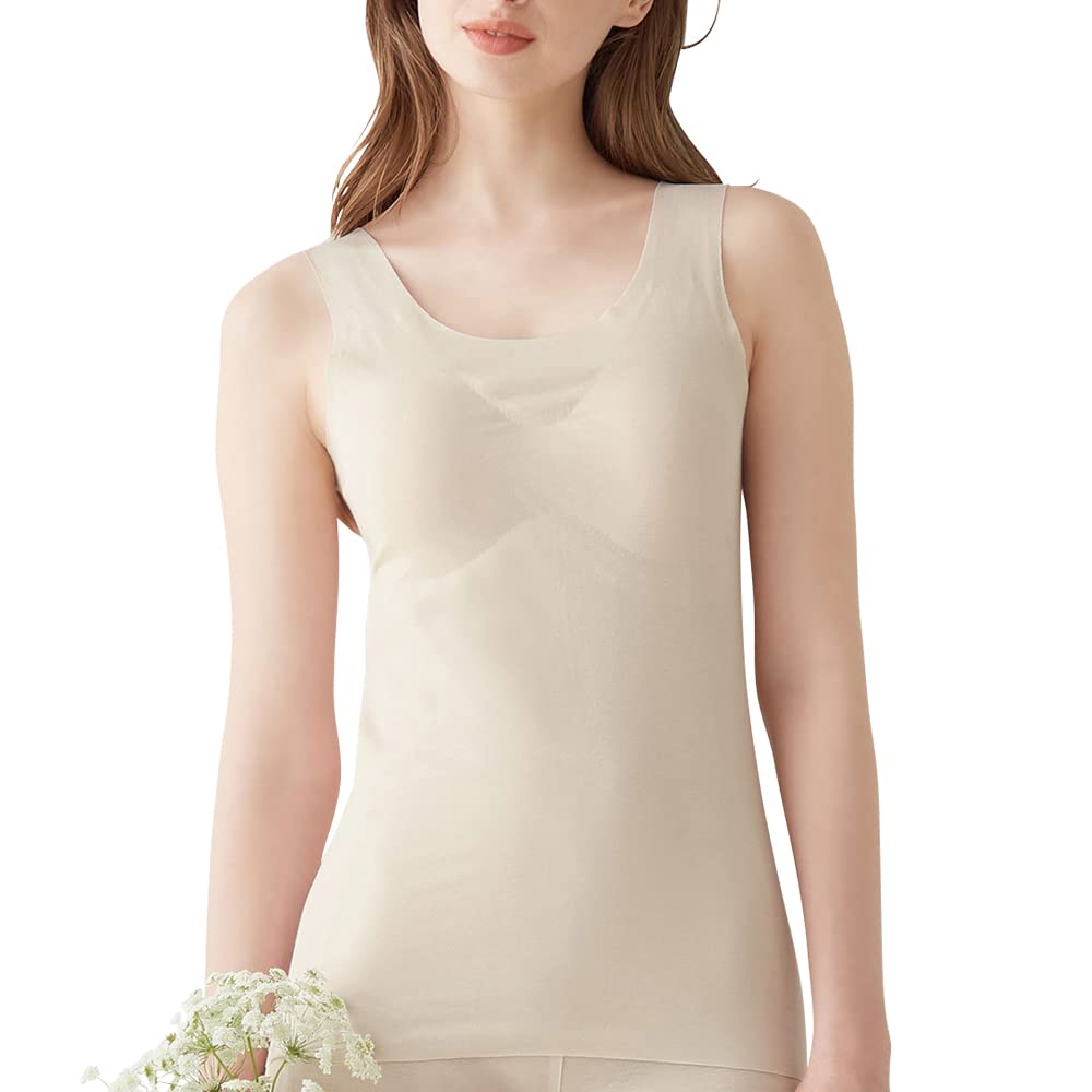 

Tank Top Bra Top Kirei Labo Fitte Cotton Blend Seamless Inner Padded New White Beige LL [Gunze] Women s