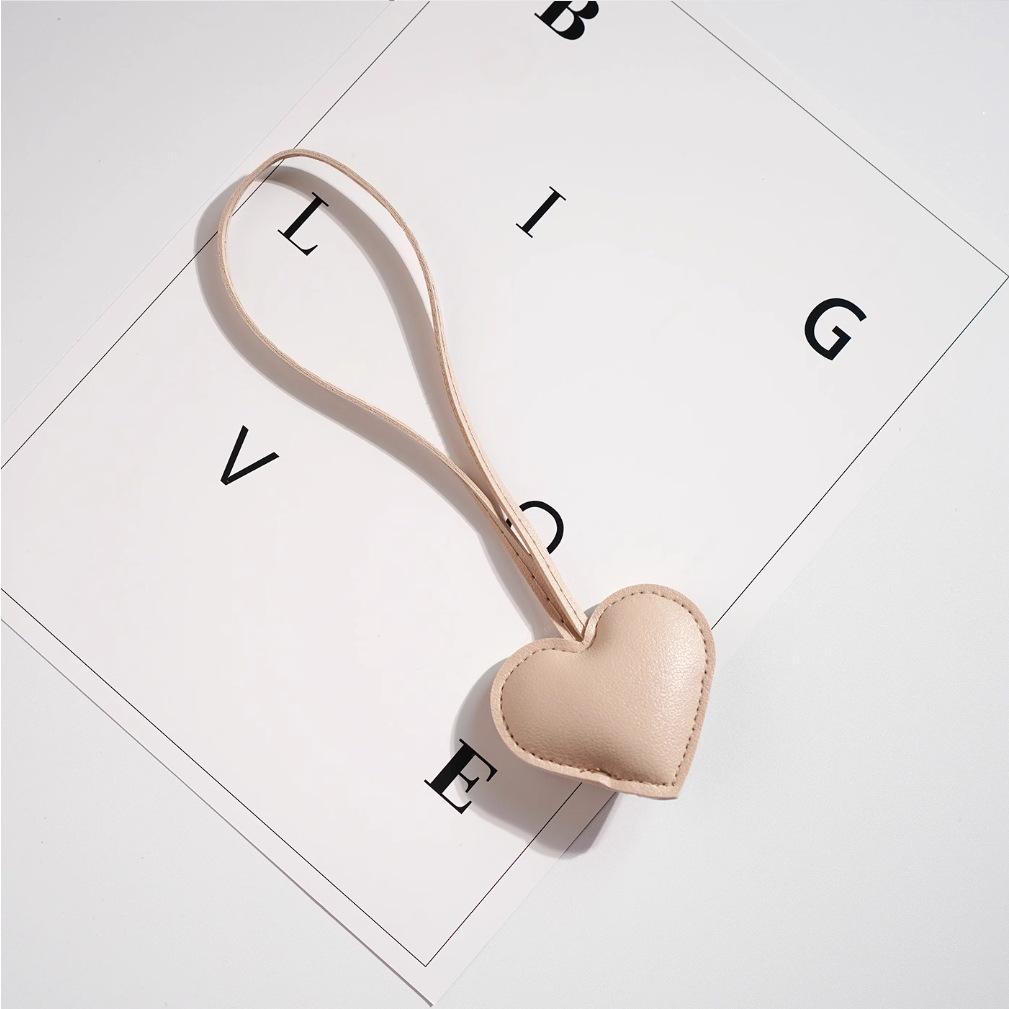 DIY Leather Heart Keychain: Peach Heart Bag Pendant and Backpack Ornament