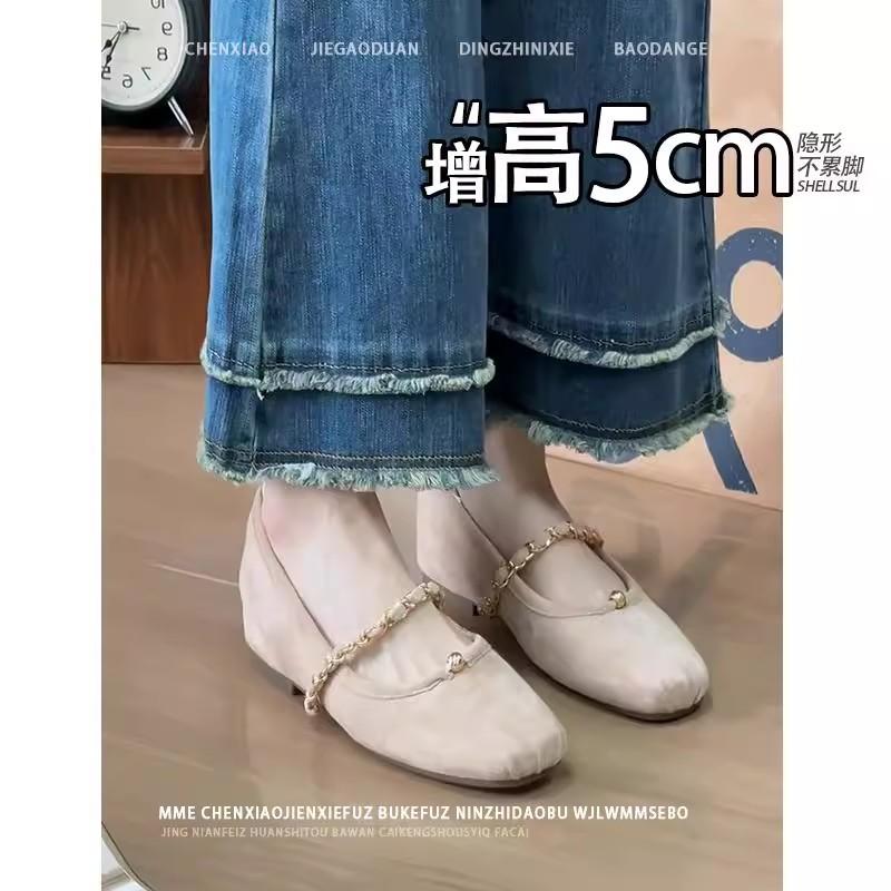 Not tired feet! Invisible inner height increase gentle and thin evening shoes spring and summer new Mary Jane single shoes women