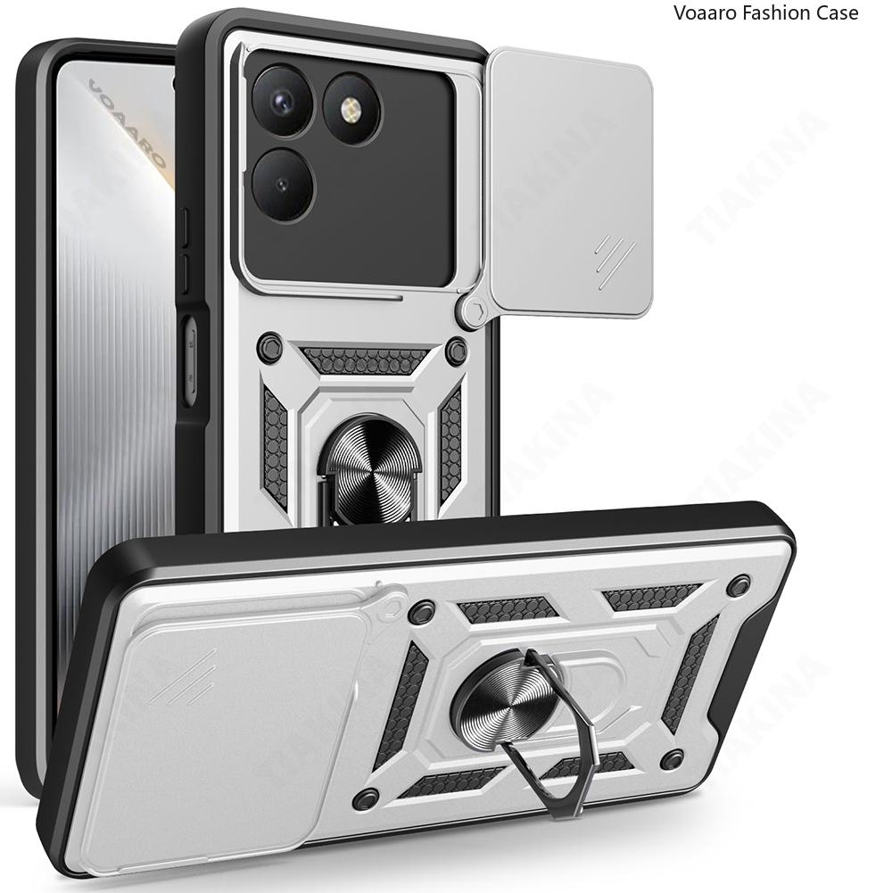 Slide Lens Armor Funda for Tecno Pova 7 4G Case for Tecno Pova7 4G Case Magnetic Ring Stand Holder Cover Shockproof Capa