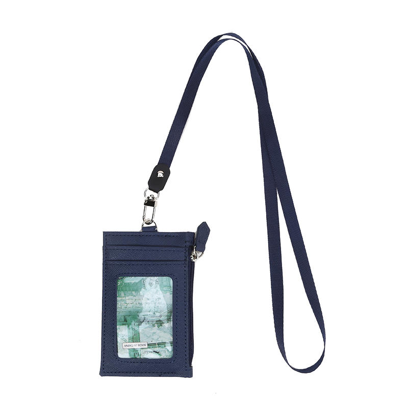Casual Fashionable Pu Card Bag With Zipper Loose Change Bag With Hanging Rope Men'S And Women'S Card Mini Coin Bag Multiple Card Slots Id Card Bag