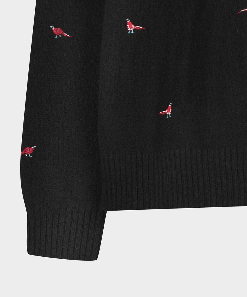BROOKS BROTHERS Wool Elbow Patch Crewneck Sweater (Black) (Bbwrmmf403)