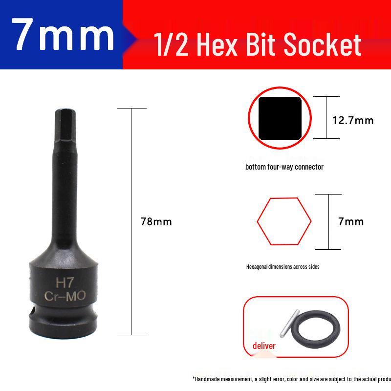 Hex 1/2" Air Impact Wrench Set with One-Piece Bit, Pneumatic Screwdriver, and Torx Socket