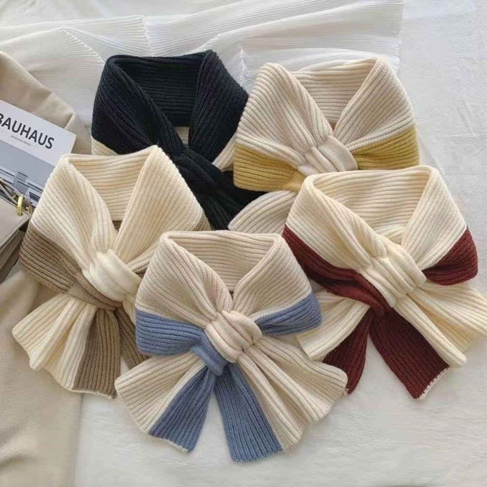 Cross Knit Knitted Scarf Mixed Color Winter Scarf Durable Cross Scarf Autumn Winter Wear