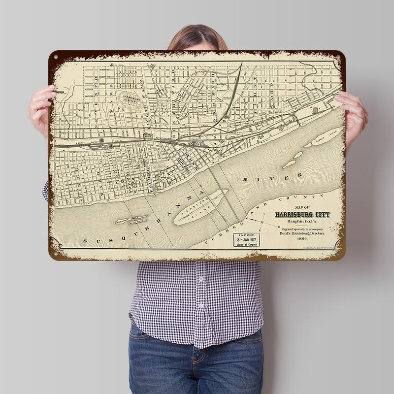 Harrisburg Decor Room Decoration Gaming Pennsylvania Metal Poster Customized Wall Art Retro Vintage Tinplate Signs for House 20x30cm(7.8x11.8inch)