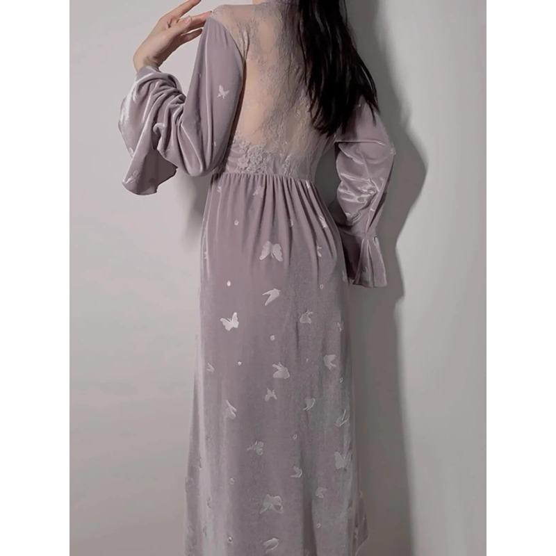 Pijamale de damă din catifea cu gât halter, pijamale cu decolteu adânc în V pentru femei, lenjerie sexy de iarnă pentru femei, set de pijamale pentru femei, pijamale