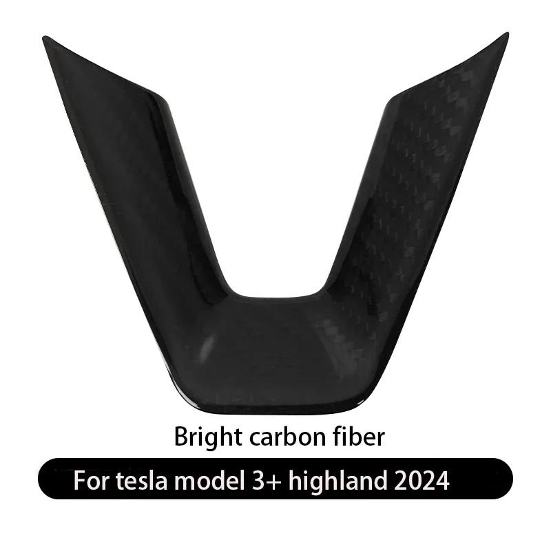 Real Carbon Fiber Steering Wheel Patch for Tesla Model 3+ Steering Wheel U-shaped Protective Cover 2026 New Model 3 Highland