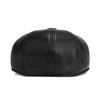 Men's Autumn-Winter Velvet-Lined PU Duckbill Cap with Ear Protection for Elderly