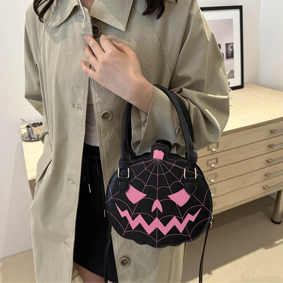 Yogodlns Halloween Single-shoulder Bag Color-blocking Hand-held Women's Bag Simple PU Leather Crossbody Pumpkin Bag