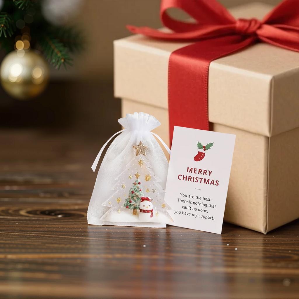 Resin Christmas Decoration Set, You Are The Best Card Organza Bag, Perfect For Christmas Party Gifts