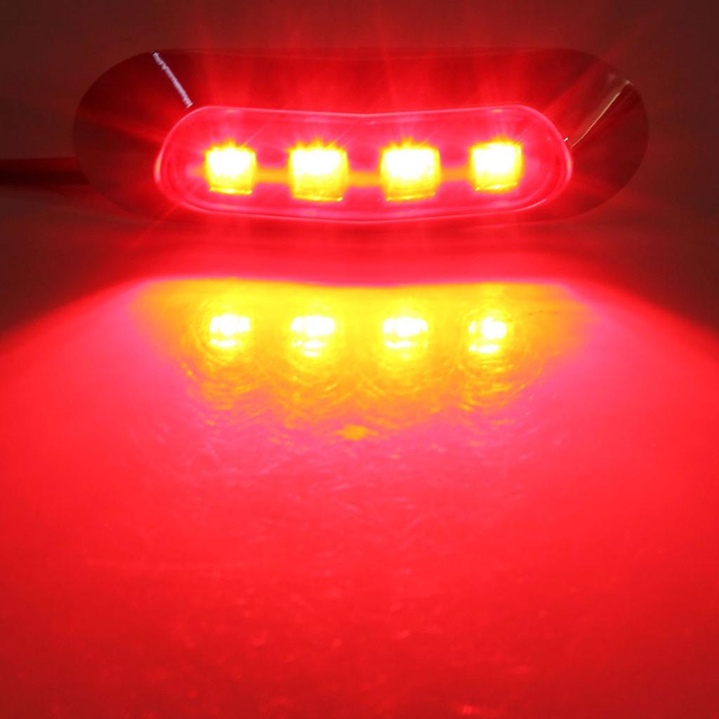 2 Pcs Amber 4 Patch 12/24V Tail Light Side Indicator Waterproof LED Marker Light Trailer Light Truck Side Light
