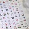 Abstract Silver 5D Nail Art Sticker Elegant French Curve Asymmetric Line Fragments Modern Artistic Self Adhesive Manicure Decal