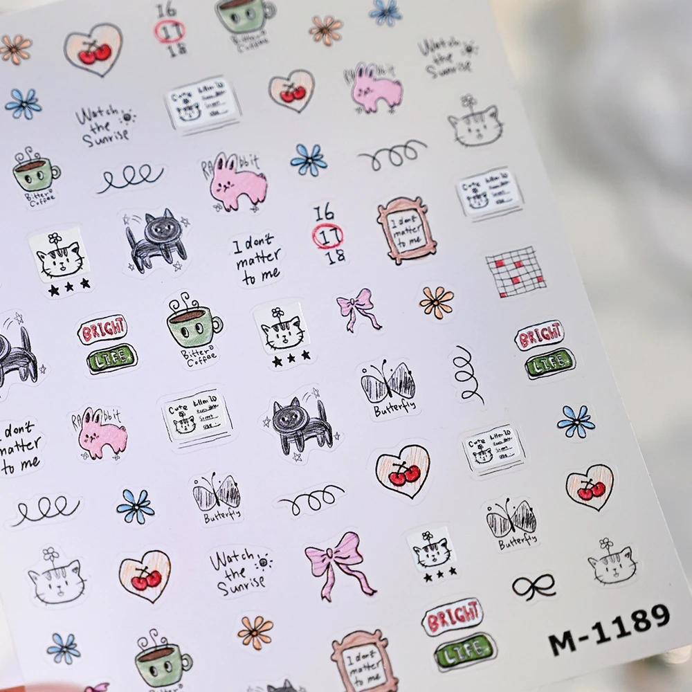 Abstract Silver 5D Nail Art Sticker Elegant French Curve Asymmetric Line Fragments Modern Artistic Self Adhesive Manicure Decal