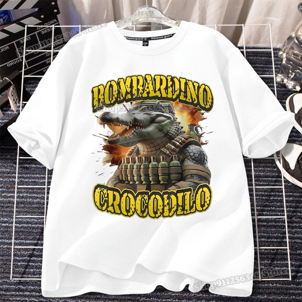 Italian Brainrot T-shirt for Children Clothing White Tops Kids Summer Short Sleeve Tees Cotton Boys Girls Outfits Tungtung Sahur