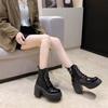 Fashion Ankle Boots for Women Non Slip Leather Combat Chunky Heel Booties Fashion 2025 Large Size Warm New Rock Hot In Woman Short Shoes