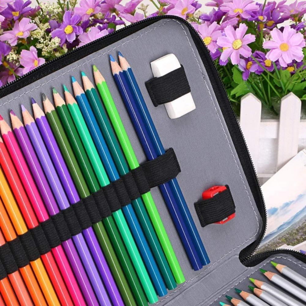 5 Layer Colored Lead Pencils Storage Bag 200 Holes Student Pen Case School Supplies
