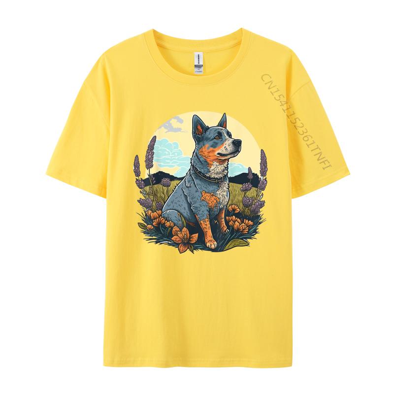 Cute Blue Heeler Dog Tshirt Kawaii Goth Printed On T Shirts Shirt For Men New Coming Cotton Slim Fit Tshirts