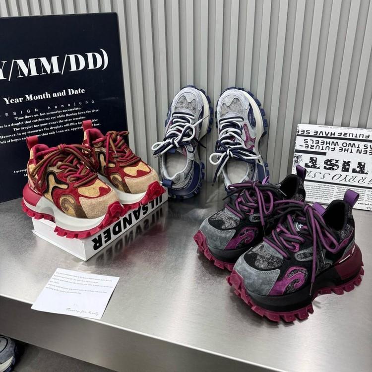 Suding Thick-soled Heightening Dad Shoes Flame Color Matching Forrest Gump Shoes Women's 2025 Autumn New European Trendy Running Shoes