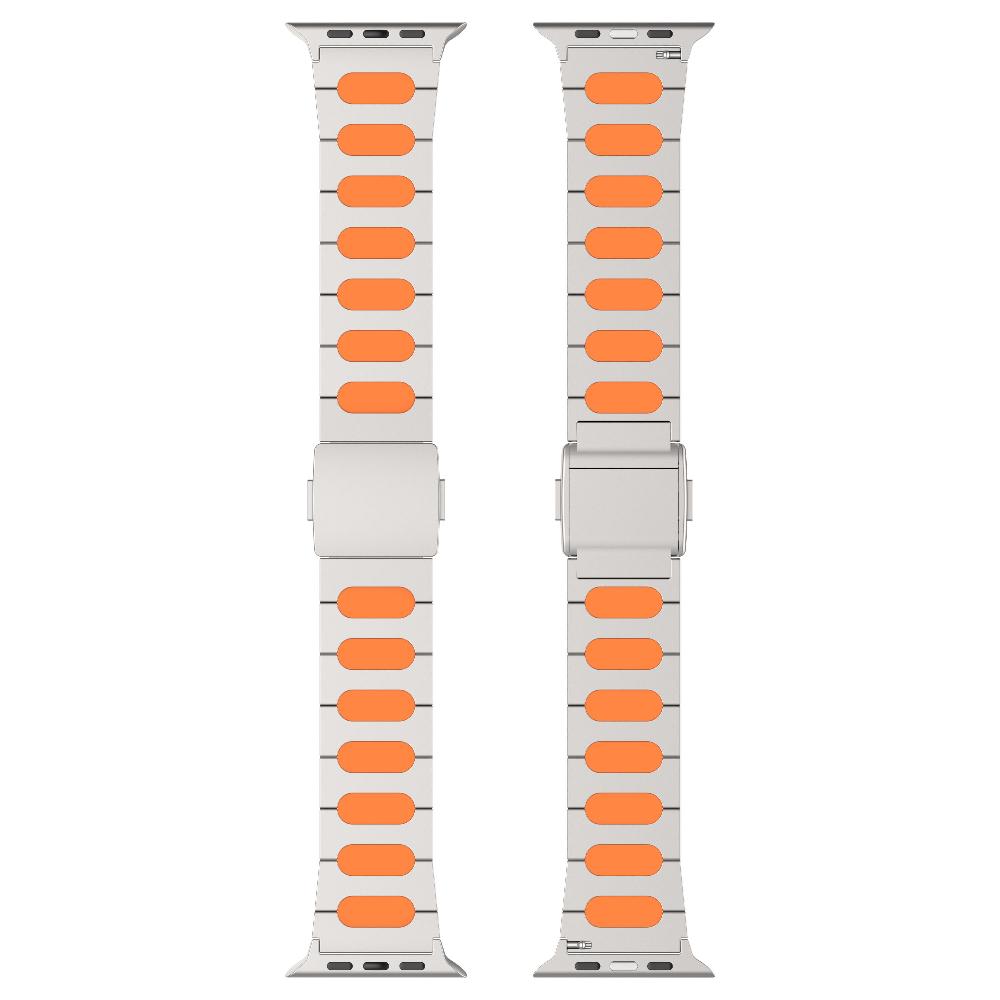 Magnetyczny Pasek ze Stopu z Paskiem ze Skóry Silikonowej dla Apple Watch Seria 12 11 10 SE1 2 3 /Ultra4 3 2 1 38/41/42/46/49 mm