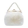 Fluffy Faux Fur Plush Handbag Pearl Shell Crossbody Bag Wrist Bag Clutch Purses  Women