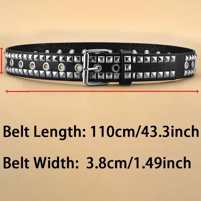 Nový čtvercový korálkový nýtovací pásek Kovový pyramidový pásek Pánské a dámské Punk Hardware Džínový pásek Y2K pásek Designový pásek Dámské pásky