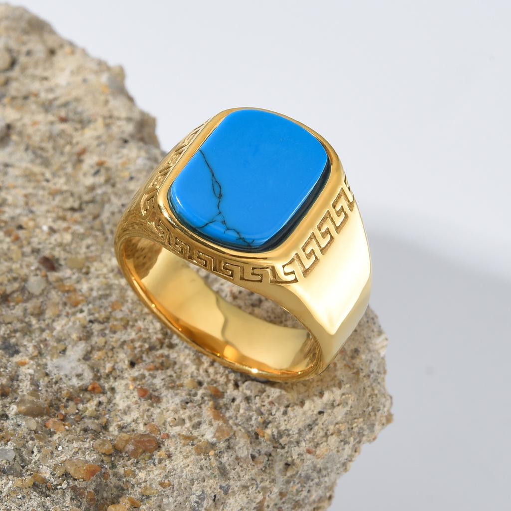 R3509 Men's High Quality 316LStainless Steel Onyx Gild Rings Classic  Trend Jewelry Product