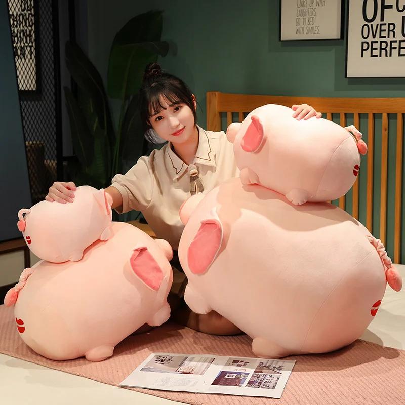 Soft Cotton Pink Pig Plush Toys Simulated Animals Baby Sleeping Hug Stuffed Pillow Round Huge Creative Cute Doll Birthday Gift