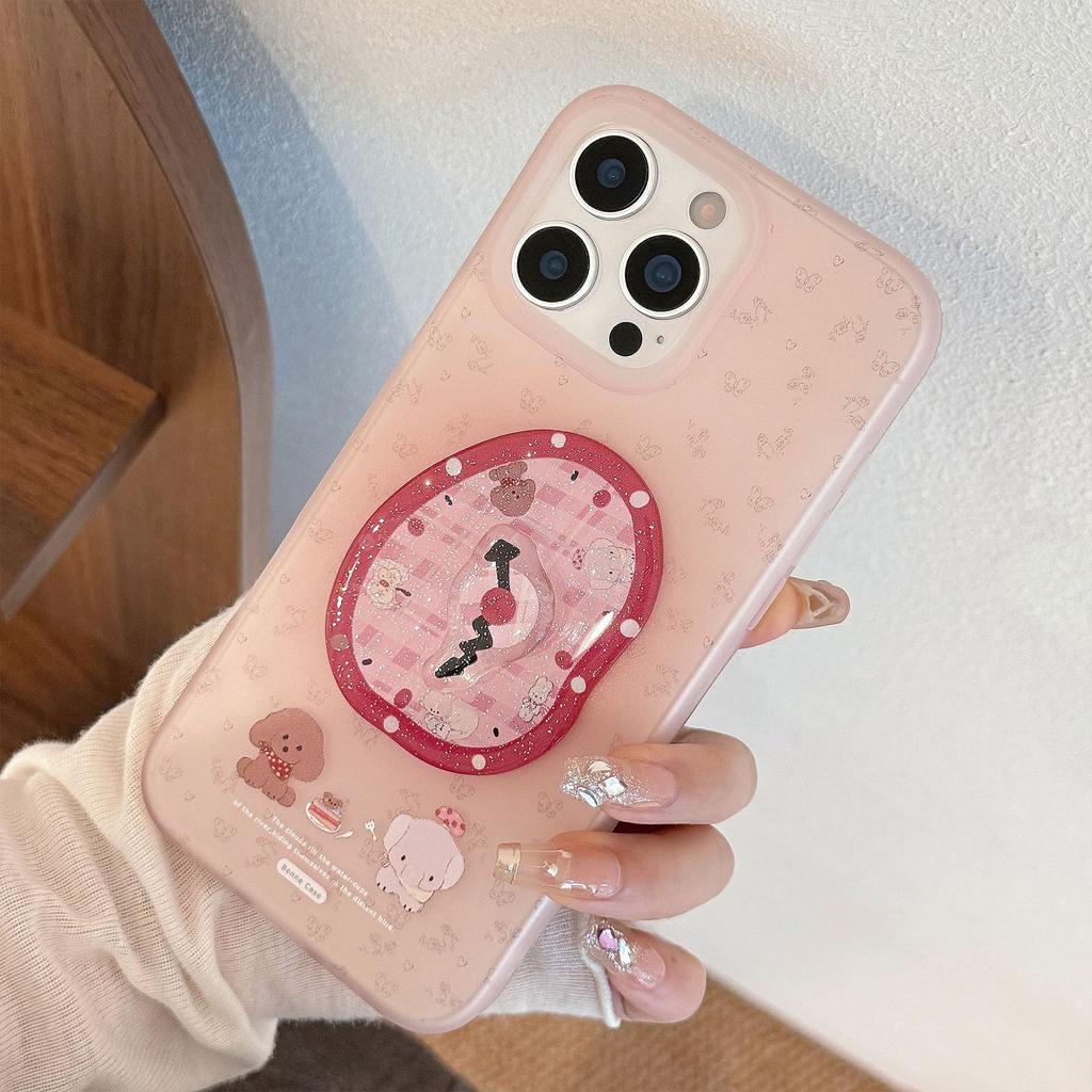 Three dimensional Rotating Clock Suitable for Apple 16 Mobile Phone Case 17promax Fantasy Small Animal Iphone15 Soft Case 13