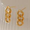 Women Fashion Minimalist 18k Gold Plated Geometric Chain Stud Earrings