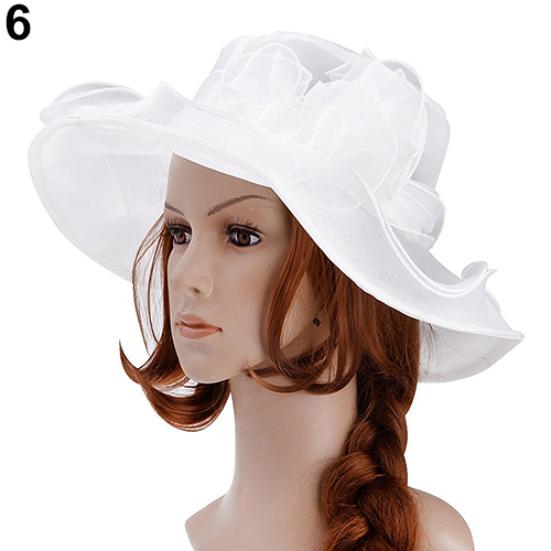 Women's Fashion Large Wide Brim Sun Screen Hat Summer Flat Flower Beach Cap