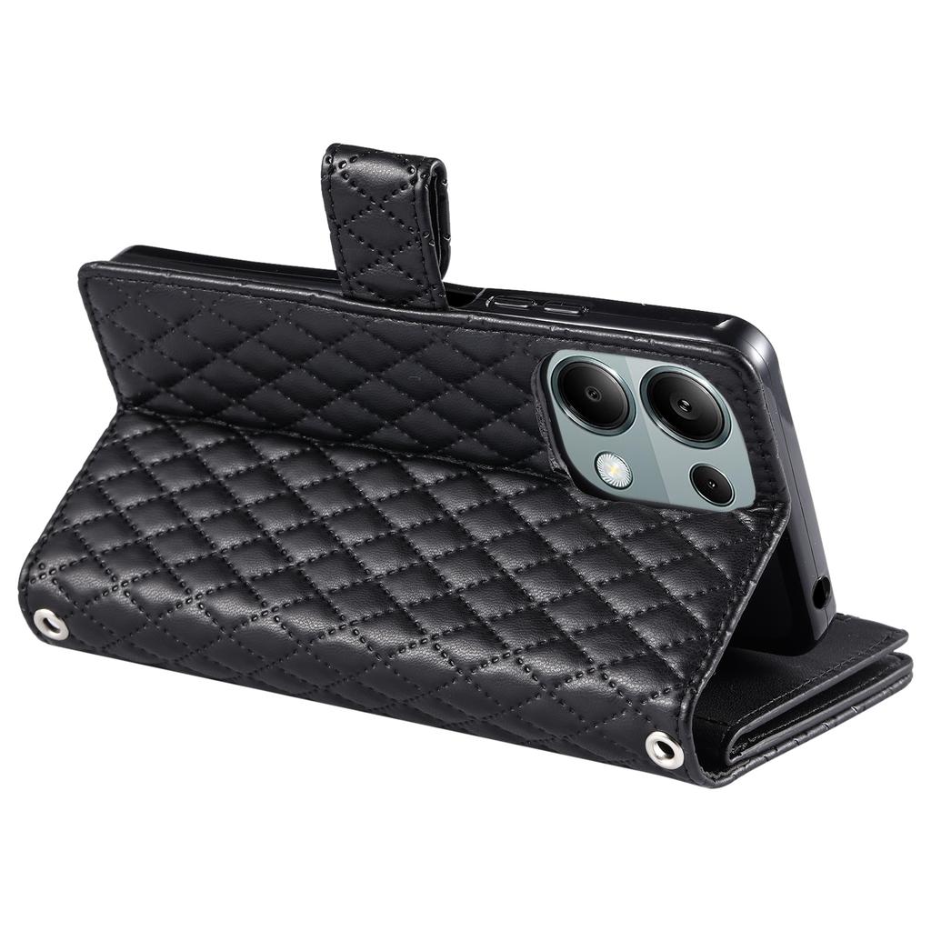 Style 012 for Xiaomi Redmi Note 13 Pro 4G/Poco M6 Pro 4G Zipper Wallet Cover Rhombus PU Stand Phone Case