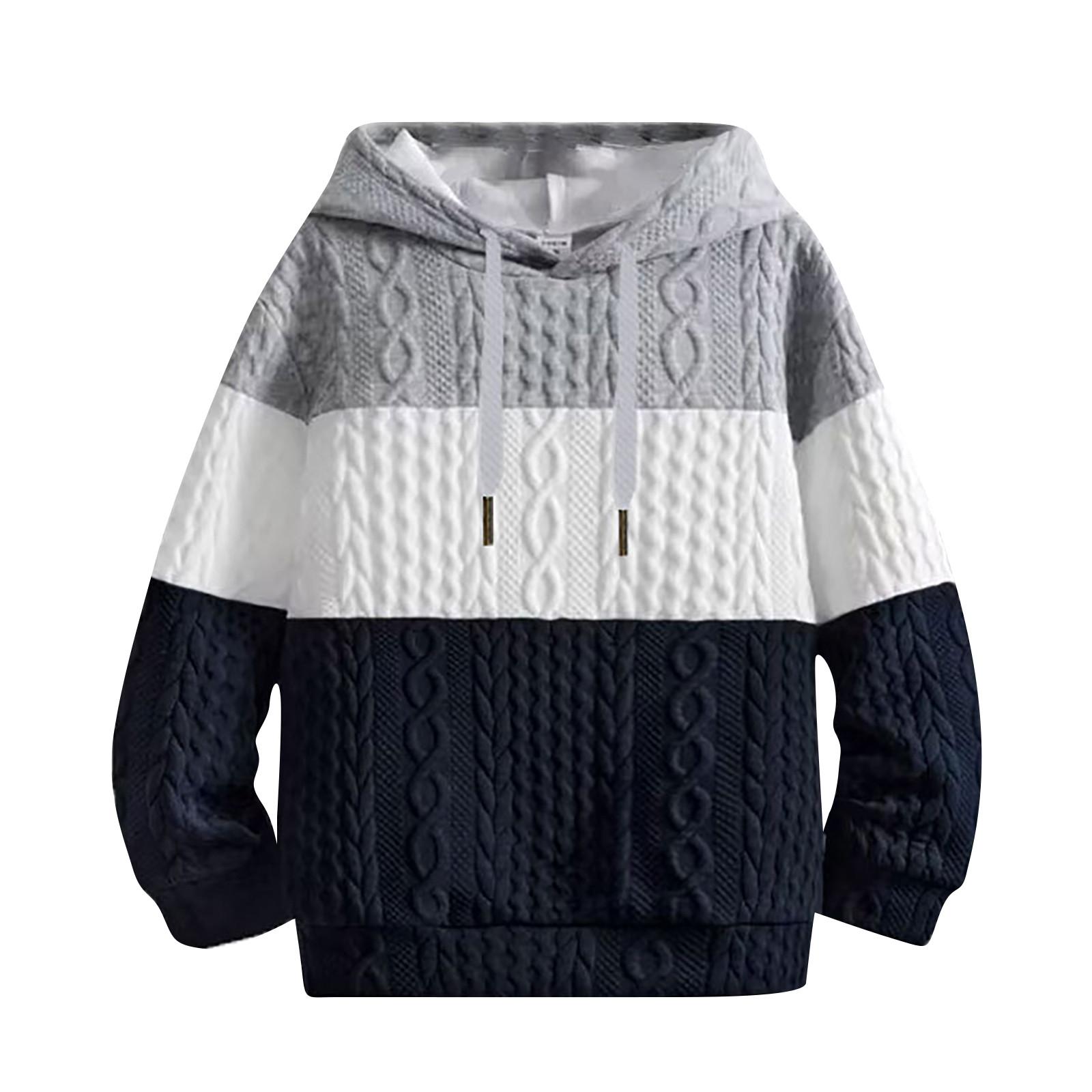 Мужской однотонный свитер с капюшоном — фото 6