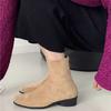 Small ankle boots women's shoes new autumn and winter thin boots versatile thick heel foreign style suede velvet short boots