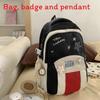 Letters Blocked Color Star Embroidery Pattern Student Backpack Pendant With