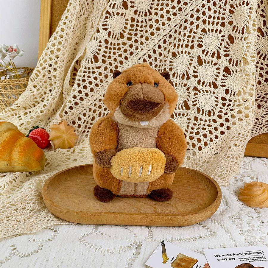 

Cartoon Cheese Marmot Doll Plush Toy Hamburger Bread Little Mouse Food Doll Bag Hanging Gift Height approx. 13cm