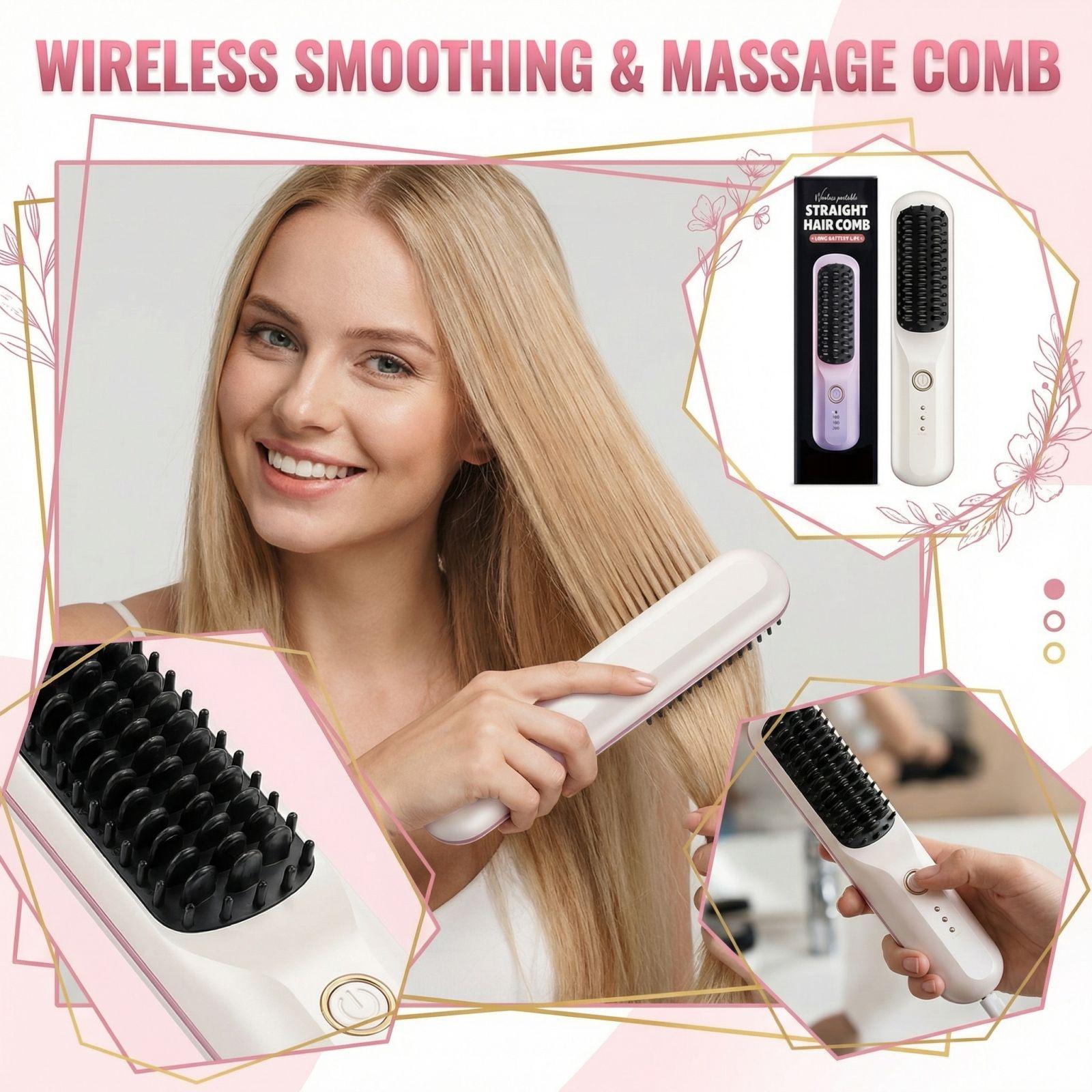 

Щетка-выпрямитель для волос, Инструмент для быстрой укладки, Перезаряжаемое беспроводное устройство для выпрямления волос, Расческа для личного ухода One Size белый