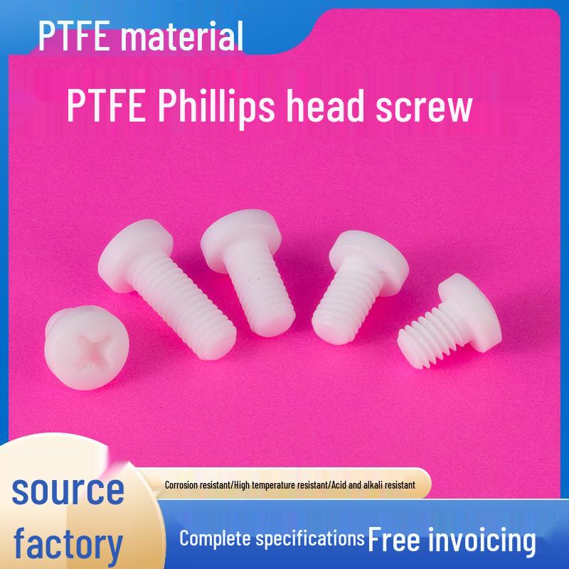 PTFE Teflon Phillips Pan Head Screw M5/M6, Acid/Base Resistant M5*5 PTFE Phillips Pan Head